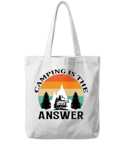 Camping Is the Answer Tote Bags - White