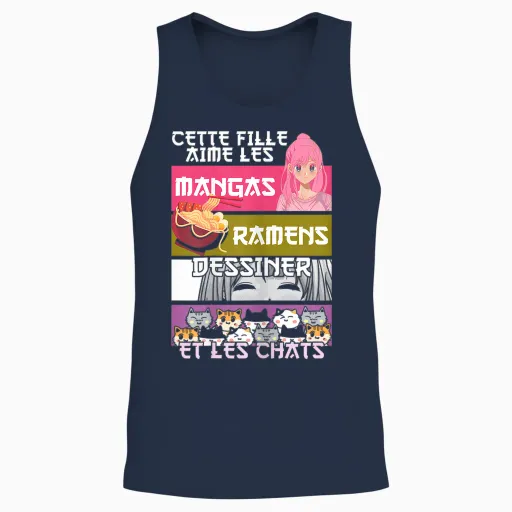 Girl Manga Ramen Humor Japan Culture Country Woman Gift Unisex Tank Top - Navy