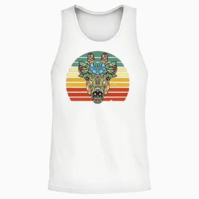 Giraffe Retro Art Unisex Tank Top - White
