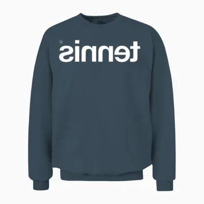 Tennis Backwards in a White Font Unisex Sweatshirt - Dark Heather