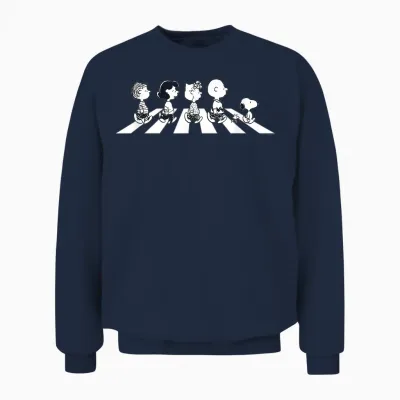 Peanuts - Snoopy Charlie Brown Crossing Street Unisex Sweatshirt - Navy