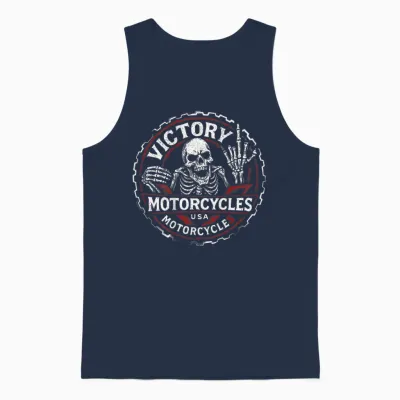 Vintage American Motor Cycles Victory Usa Skelett Lustig Unisex Tank Top - Navy