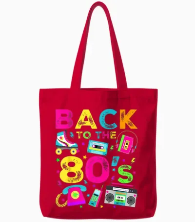 Back to 80's 1980s Vintage Style Eighties Retro Party Tote Bags - Red