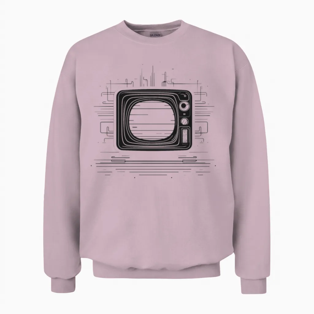 Retro Tv Drawing Unisex Sweatshirt - Light Pink