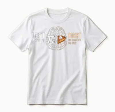 Brain Left I Love Pi Right Did Someone Say Pie Pi Unisex T-Shirt - White