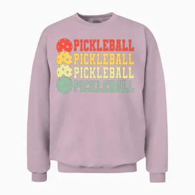 Retro Style Pickleball Unisex Sweatshirt - Light Pink