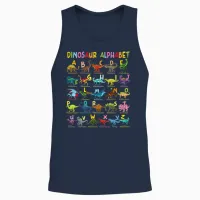 Types of Dinosaurs Alphabet A-Z Abc Dino Identification Unisex Tank Top in Navy - 2