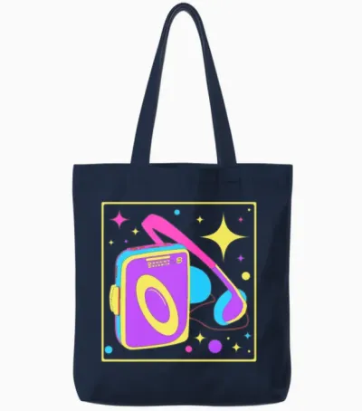 Retro Musician Music Lover National Retro Day Tote Bags - Navy