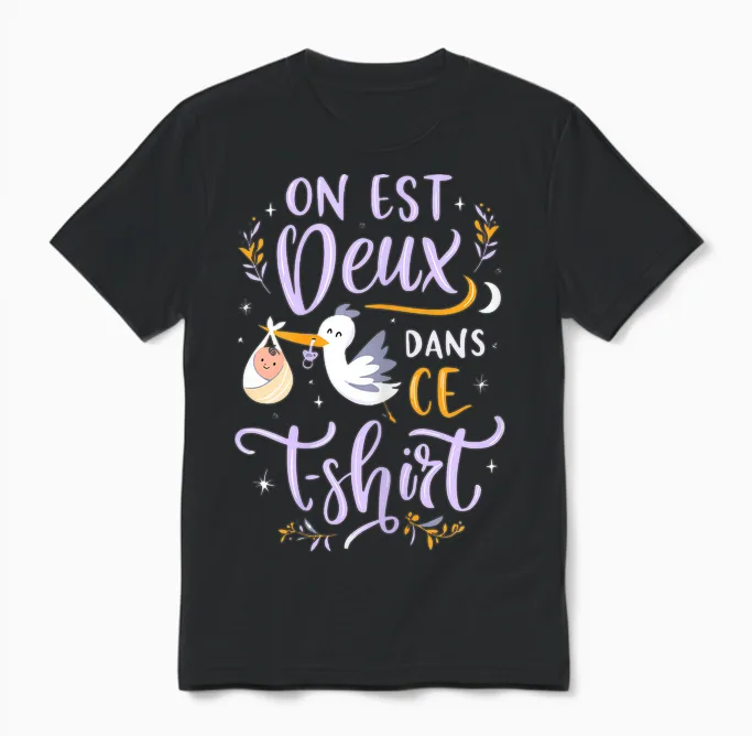 Pregnancy Announcement One Is Two in This Unisex T-Shirt in Black