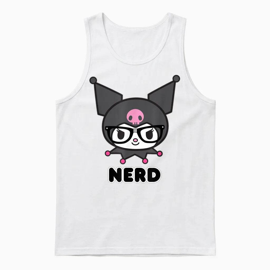 Sanrio Kuromi Nerd Glasses Unisex Tank Top in White