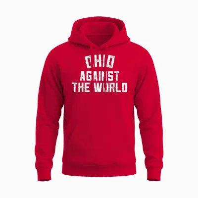 Retro Ohio Against the World Vintage Modern Ohio Against the World Funny Football T-Shirt - Black, Small, Unisex-Adult, Short Sleeve, Unisex Hoodie - Red