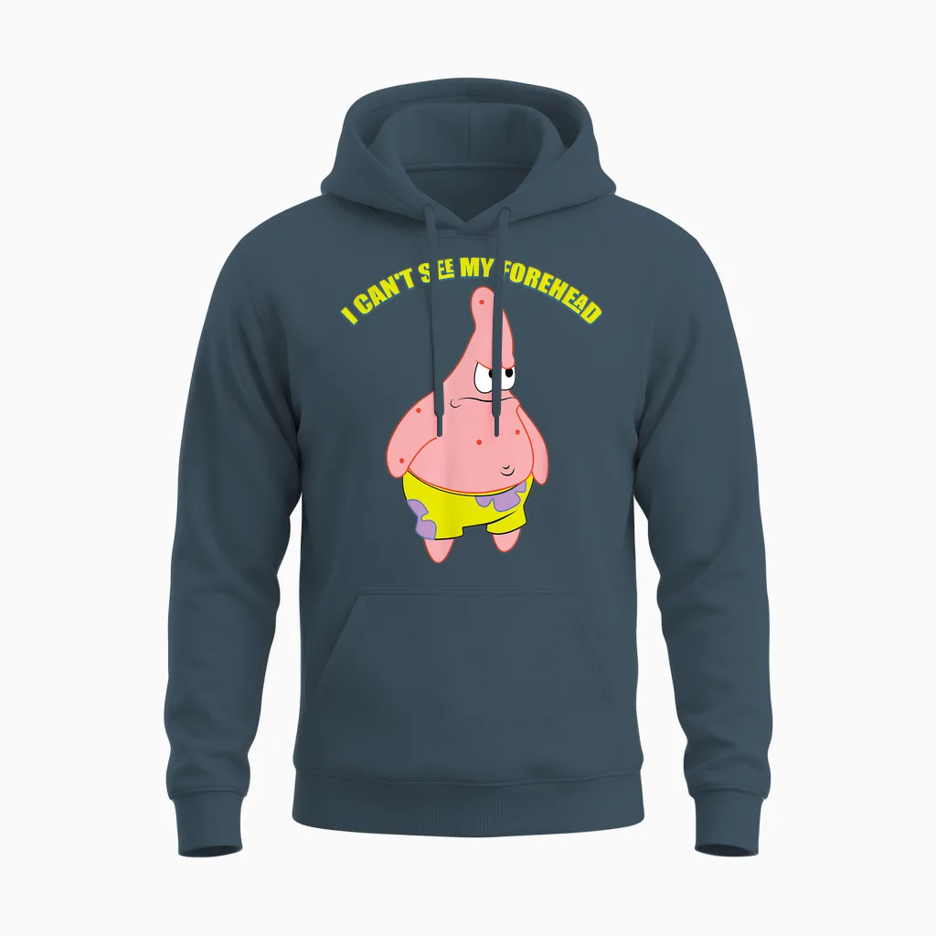 Mademark X Spongebob Squarepants - Patrick Star - I Can't See My Forehead Unisex Hoodie in Dark Heather