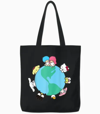 Hello Kitty and Friends Sanrio Earth Tote Bags - Black
