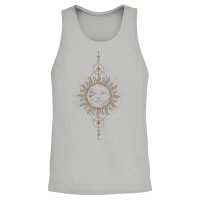 Boho Gold Sun Moon and Star Celestial Unisex Tank Top - Ash – 2
