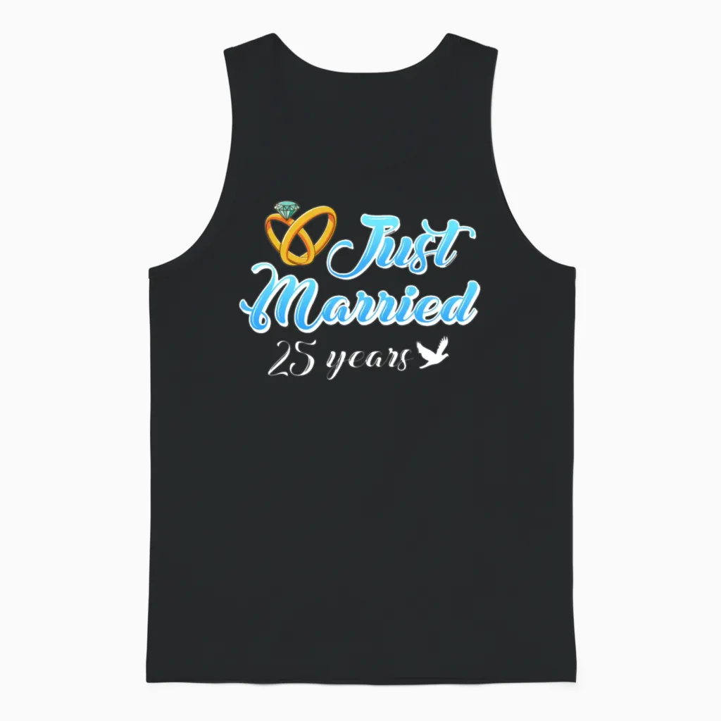 Married 25 Years 25th Wedding Anniversary Unisex Tank Top in Black