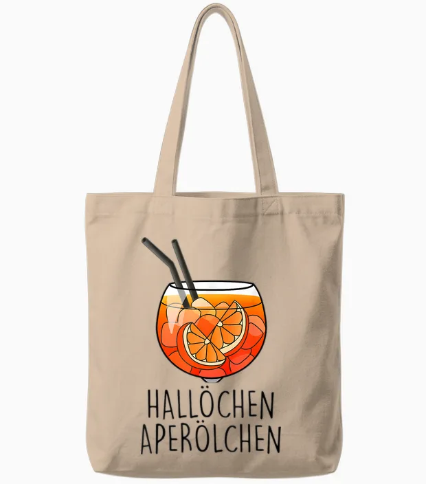 Official Spritz Club Fun I New!!! T-Shirt with German Text, White Tote Bags in Natural