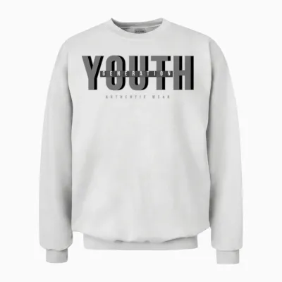 Youth Generation Bold Typography Bar Unisex Sweatshirt - White