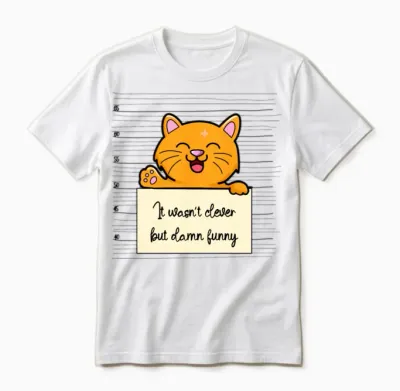 Cat Was Not Clever but Funny Unisex T-Shirt - White