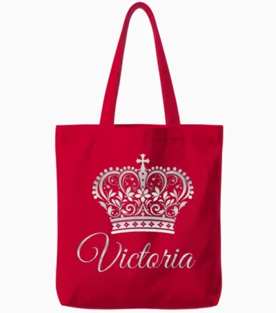 Queen Victoria Queenly Name Crown Princess Royal Tote Bags - Red