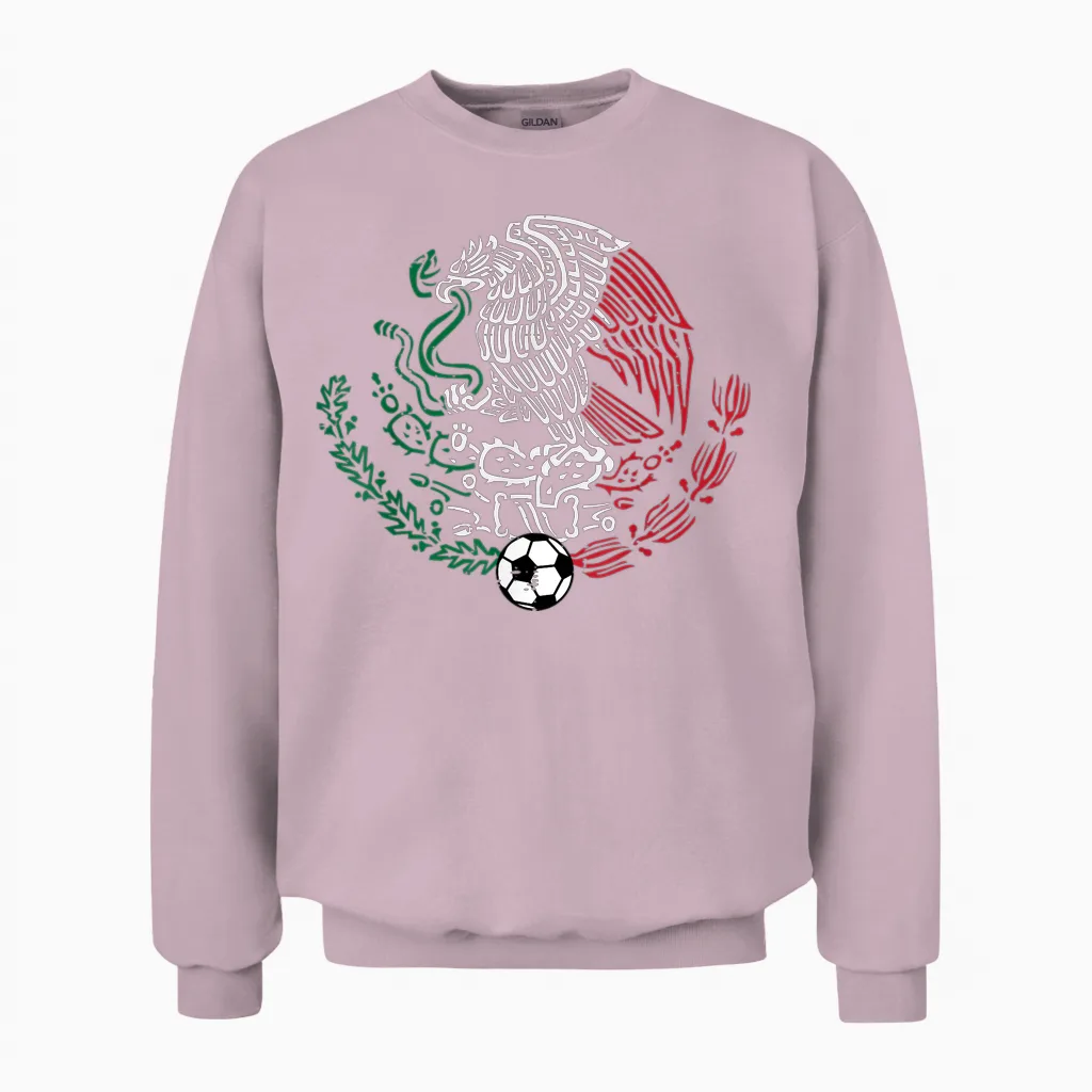 Mexico Mexican Eagle Men Women Boys Girls Unisex Sweatshirt in Light Pink