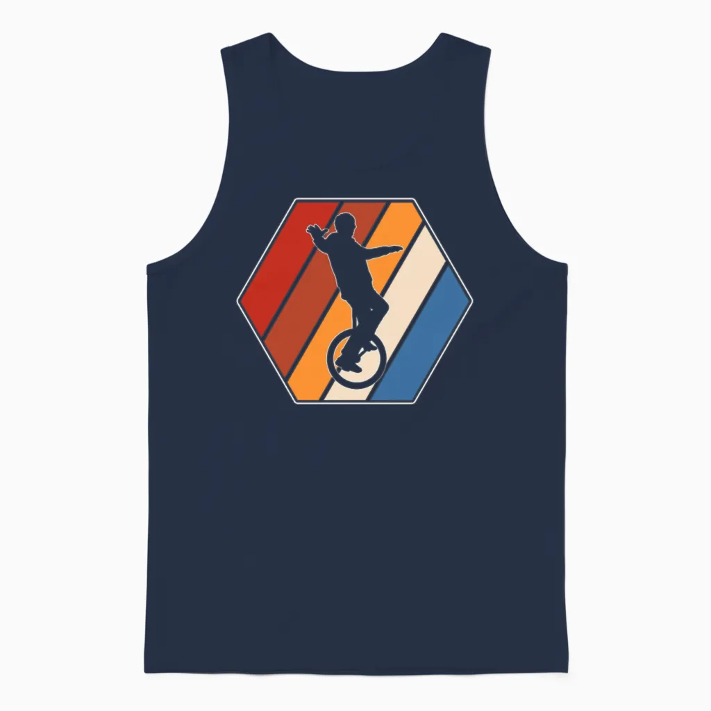 Unicycle Retro Unisex Tank Top in Navy