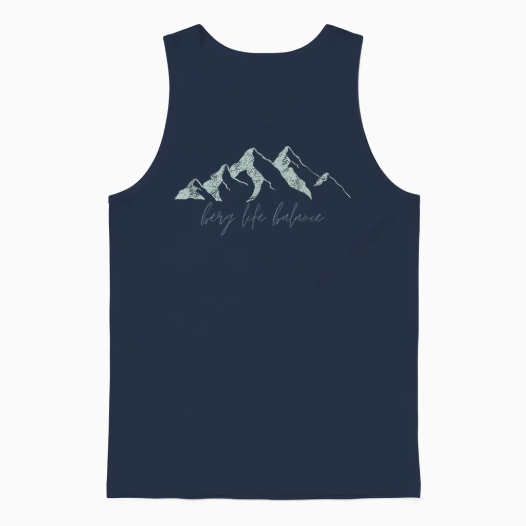Berg Life Balance Retro Mountain Hiking Outdoor Hiking T-Shirt, Black Unisex Tank Top in Navy