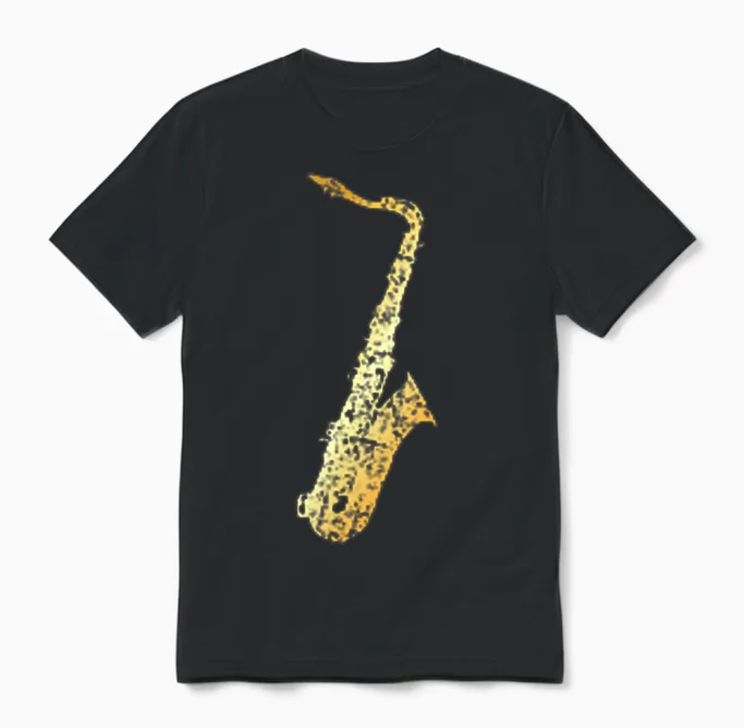 Tenor Saxophon (vintage Goldgelb Links) Saxophonist Sax Unisex T-Shirt in Black