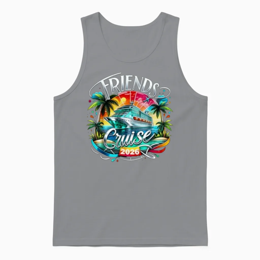 Friends Cruise 2026 Cruise Squad 2026 Funny Friend Unisex Tank Top in Sport Grey