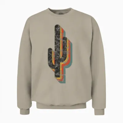 Cactus Retro Vintage Unisex Sweatshirt - Sand