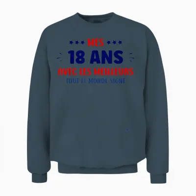 Humour 18 Years to Sign Birthday Signature 18 Years T-Shirt, White, S Unisex Sweatshirt - Dark Heather