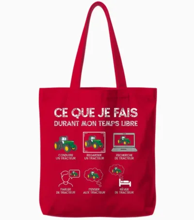 Tractor Man Woman Boys Child Farmer Farmer Tote Bags - Red