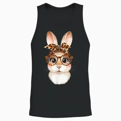 Leopard Oster-Hasen Gesicht Kinder Frauen Mädchen Ostern Unisex Tank Top - Black