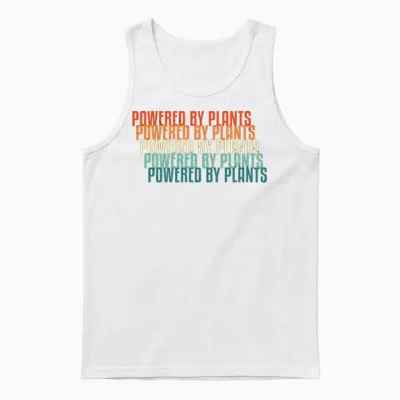 Powered by Plants Vegetarian Retro Unisex Tank Top - White