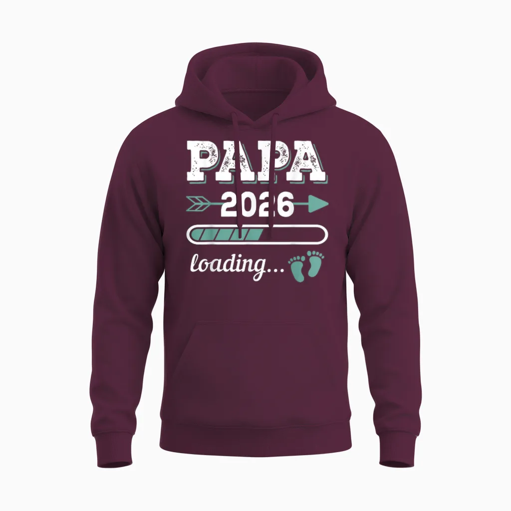 Papa 2026 Loading Zukünftiger Papa Werdender Vater 2026 Unisex Hoodie in Maroon