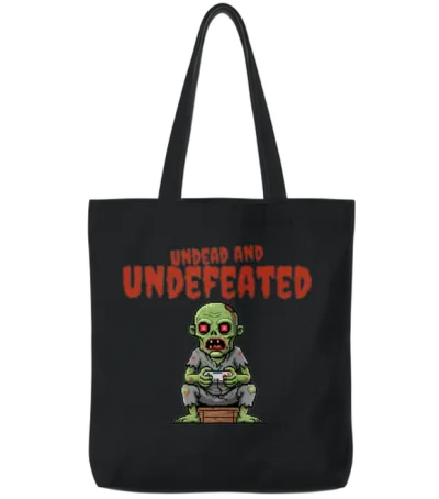 Undead and Undefeated – Retro Zombie Gamer Tote Bags - Black