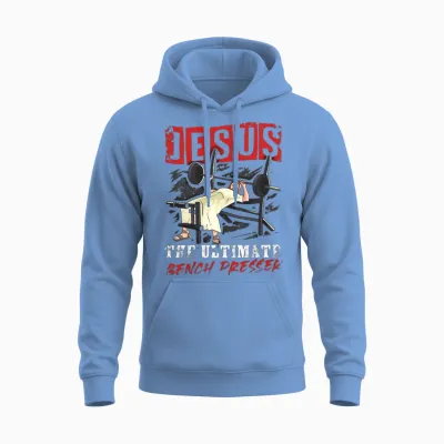 Jesus the Ultimate Bench Presser Unisex Hoodie - Carolina Blue