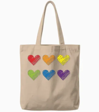 Lgbtq Pride Rainbow Hearts Tote Bags - Natural