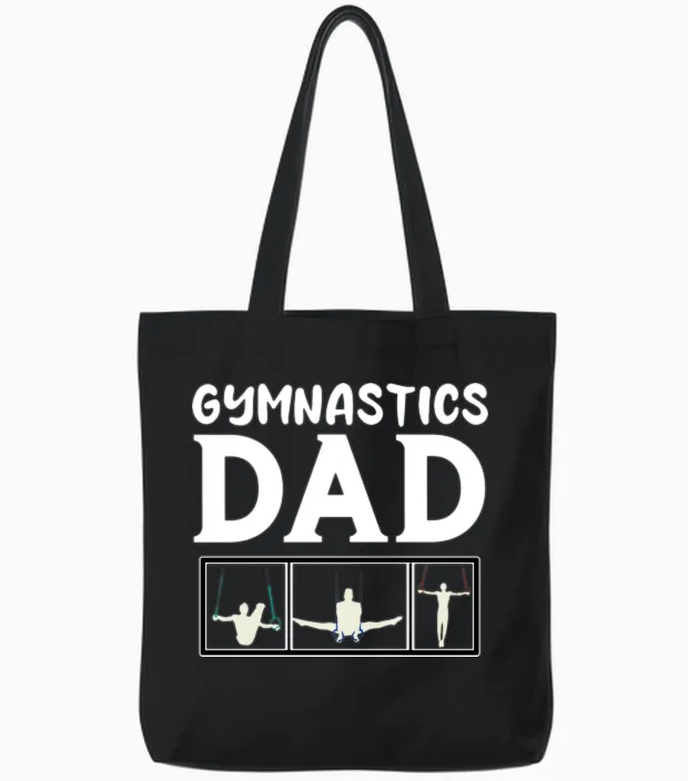 Gymnastics Dad Tote Bags in Black