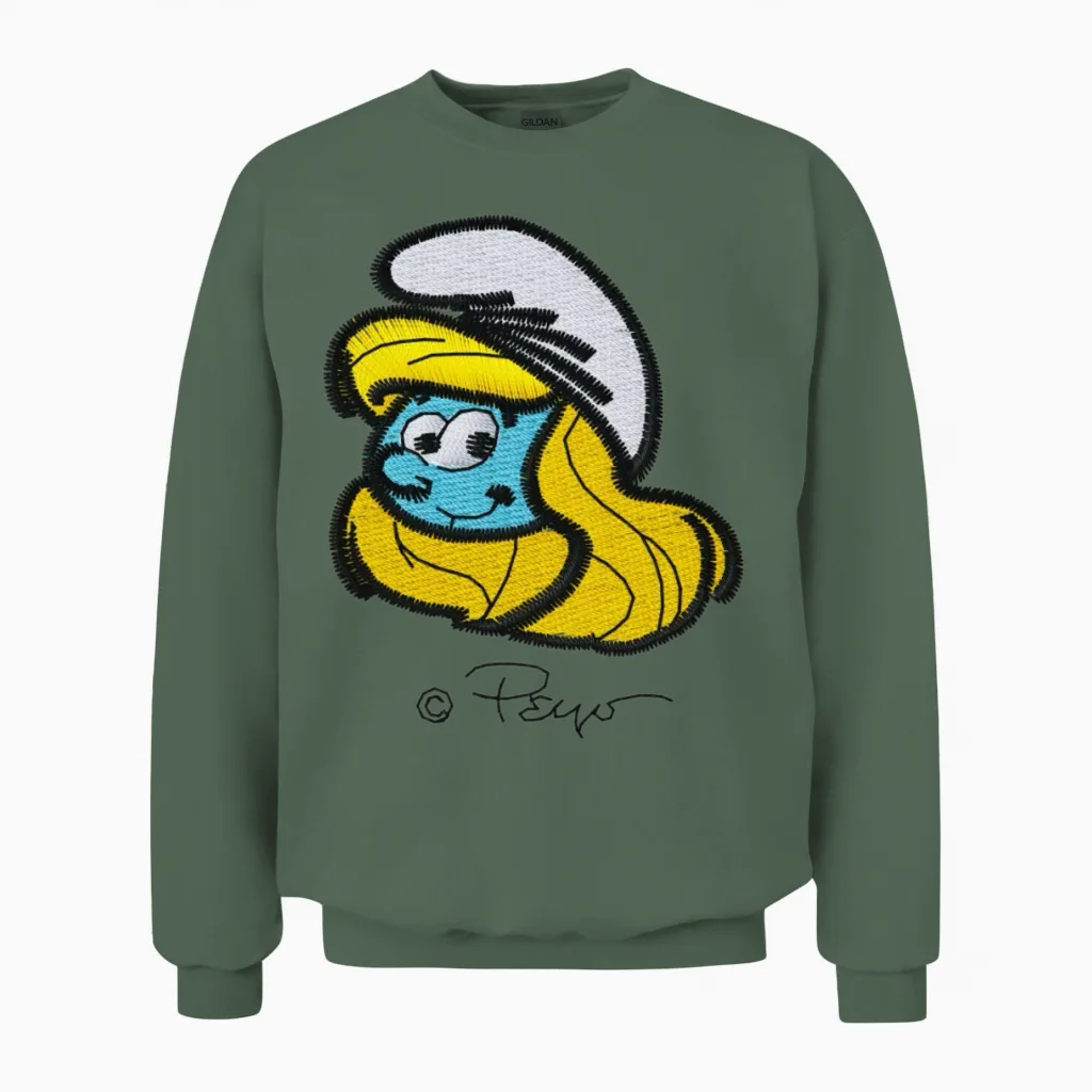 Smurfs Design with Smurfette Unisex Sweatshirt - Military Green