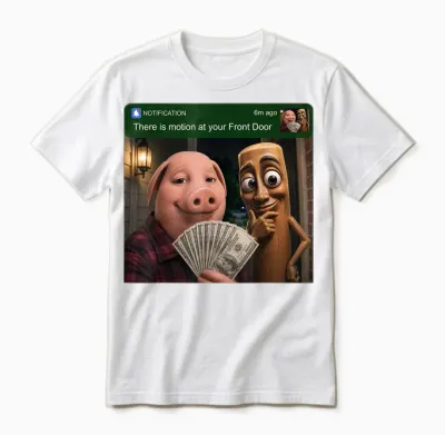Tung Tung Tung Sahur John Pork Motion at Your Front Door Unisex T-Shirt - White