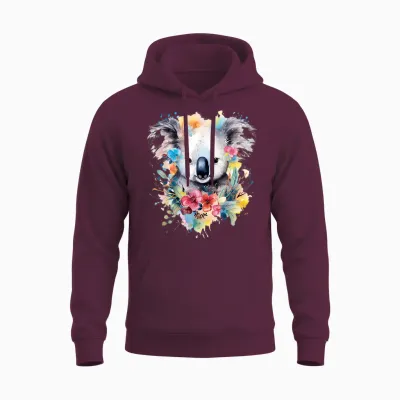 Koala Animal Colorful Pattern Painting Art Abstract Koala T-Shirt, White, S Unisex Hoodie - Maroon