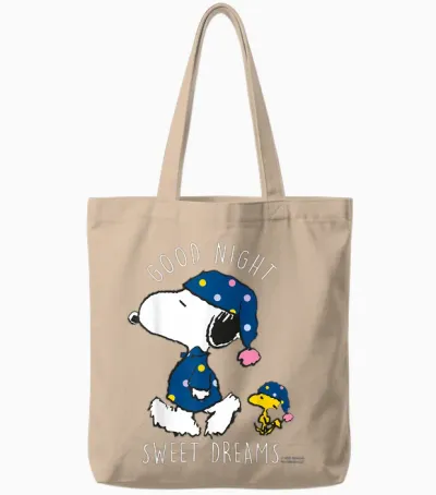 Peanuts - Snoopy Good Night, Fais De Beaux Rêves Tote Bags - Natural