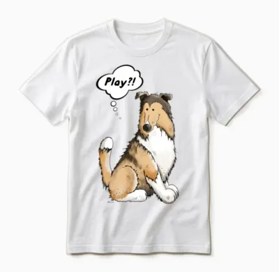 Play Collie - Dog - Dogs - Gift - Cartoon Unisex T-Shirt - White