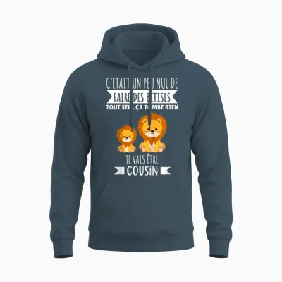 Child Future Cousin Announcement Pregnancy Je Vais Etre Cousin 2025 T-Shirt, Black, 2 Unisex Hoodie - Dark Heather