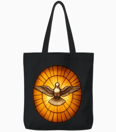 Dove of the Holy Spirit of St. Peter's Basilica Catholic Tote Bags - Black