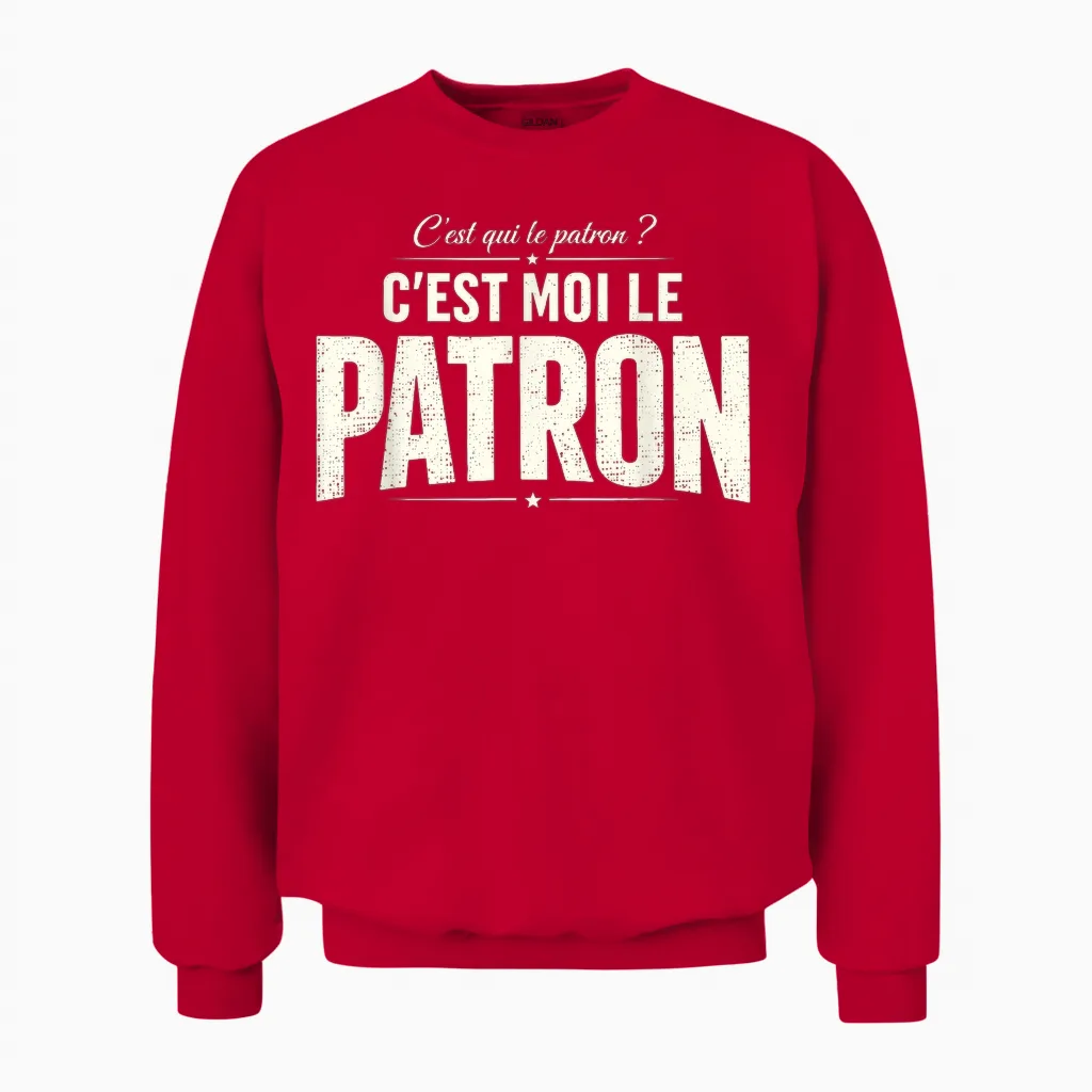 C'est Moi Le Patron Humour Travail Bureau Cadeau Homme Femme Unisex Sweatshirt in Red