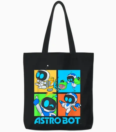 Astro Bot Rescue Mission Fighting Pose Video Game Tote Bags - Black