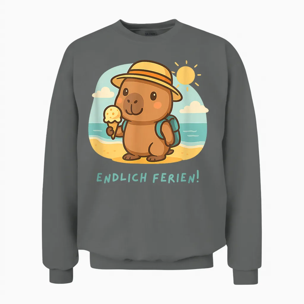 Endlich Ferien! Lustiges Geschenk Schulferien Urlaub Kinder Unisex Sweatshirt in Graphite Heather