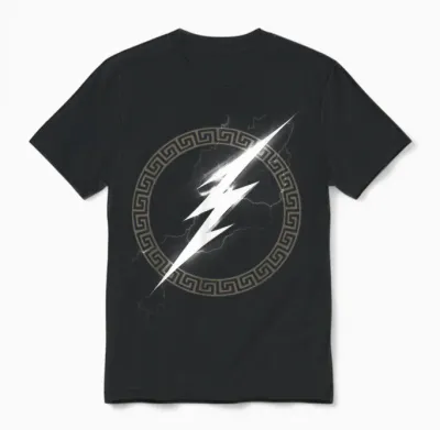 Zeus, Ancient Greek God, Lightning Symbol T-Shirt, Black, S Unisex T-Shirt - Black