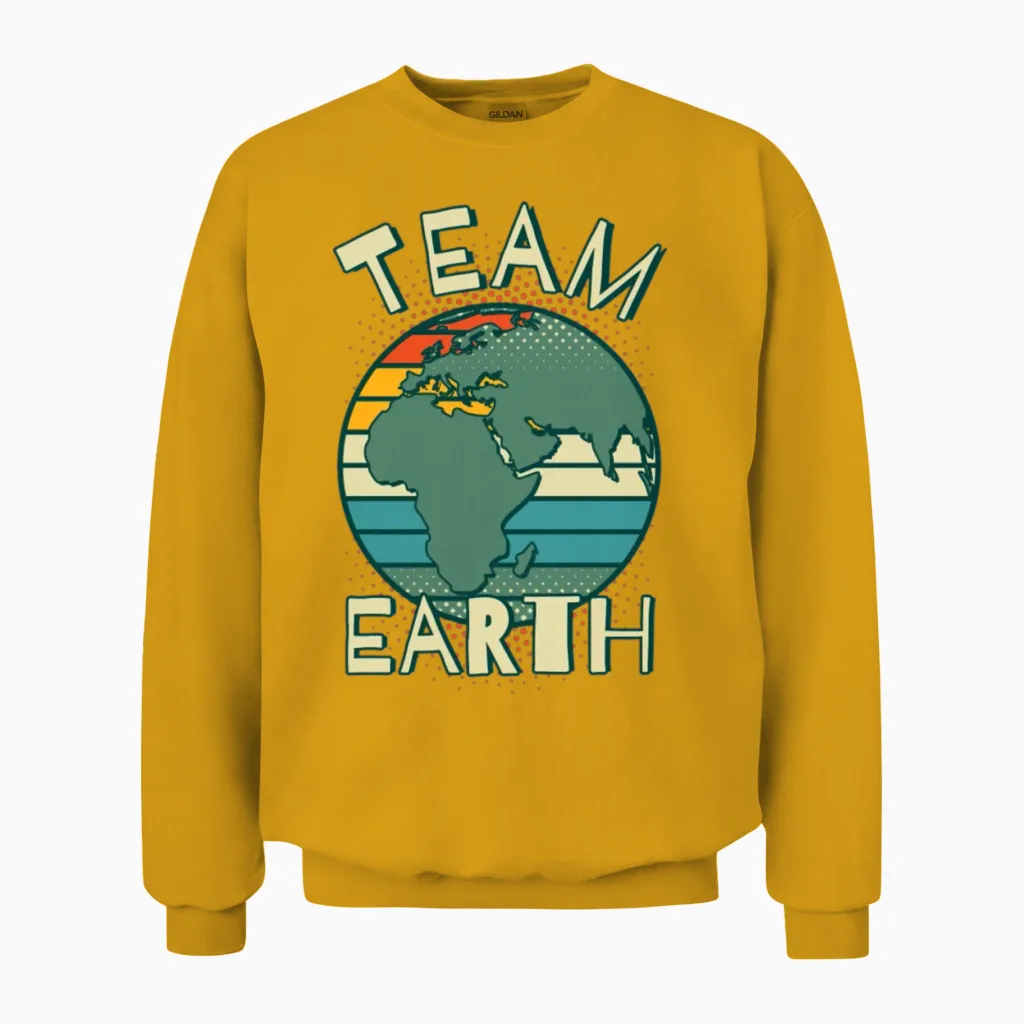 Team Earth Retro Colors Unisex Sweatshirt in Gold